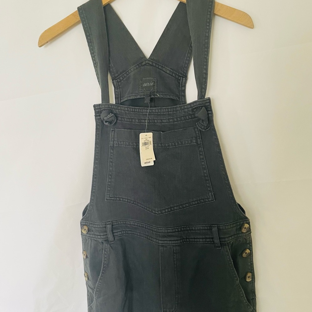 NWT $84 Aerie sz M - Wide Leg Overalls Smoked Grey - Picture 5 of 12